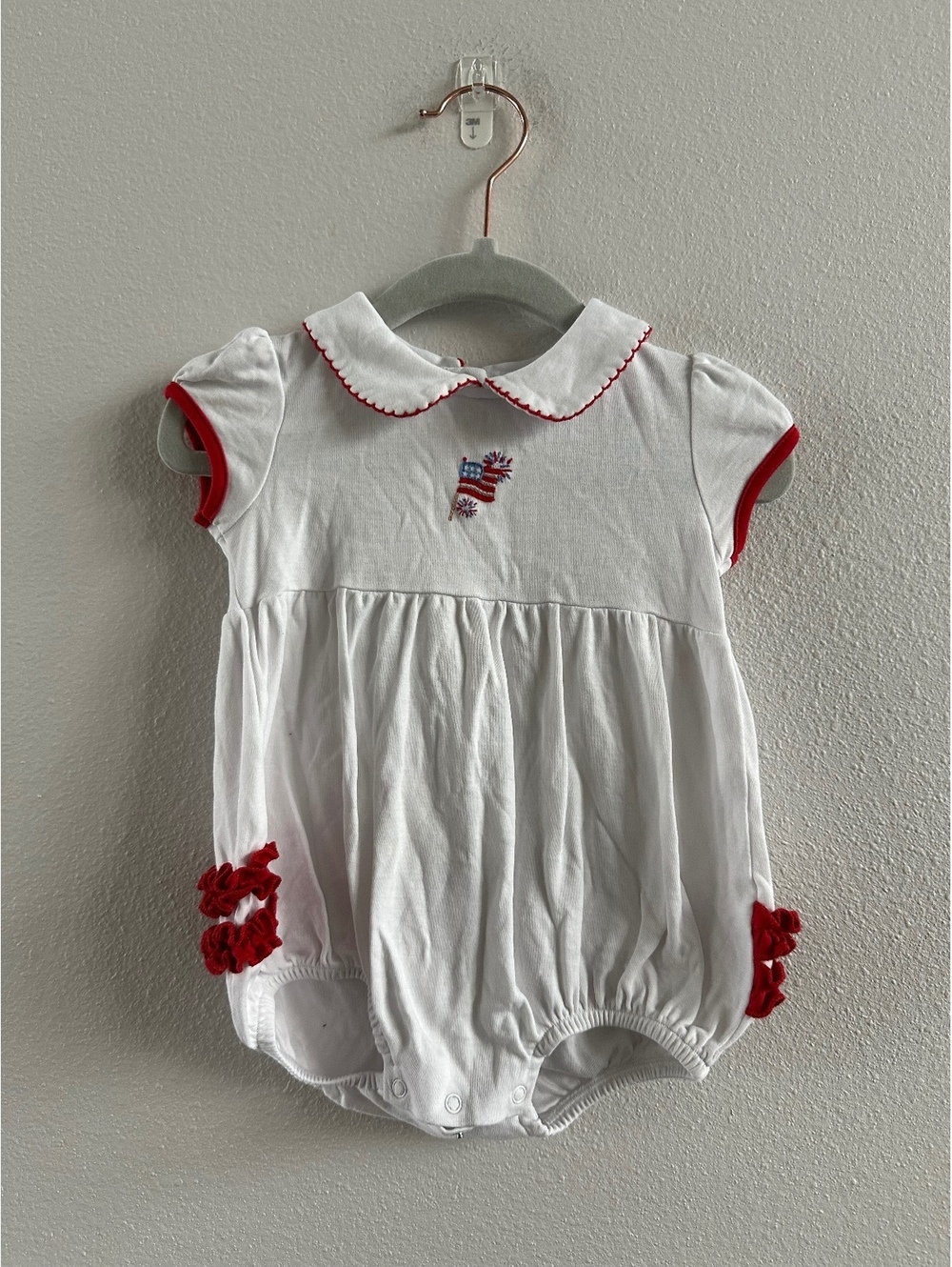 Magnolia baby white red ruffle American flag bubble